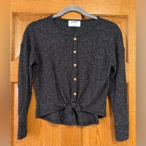 Old Navy Black Marled Button-Up Top - Girls Sz LG (10/12)